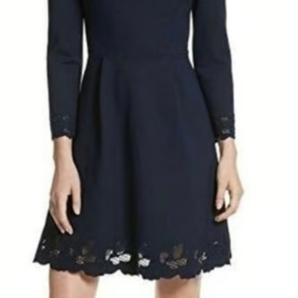 Ted Baker Emey Fit And Flare Lace Cut Navu Blue Dress - Picture 1 of 6